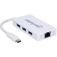 Manhattan Type-C to 3-Port USB 3.0 Hub + RJ-45